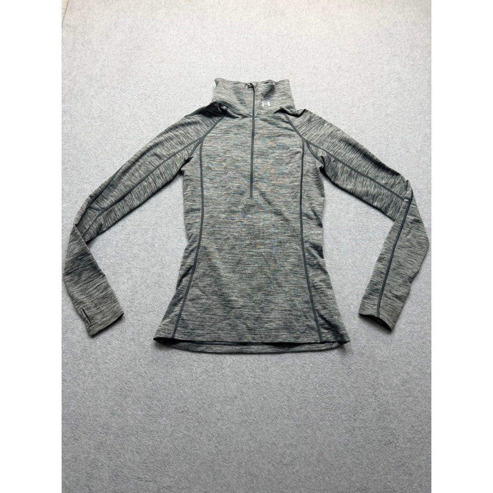 Under Armour Womens Gray Space Dye Quarter Zip Pullover Thumbholes XS